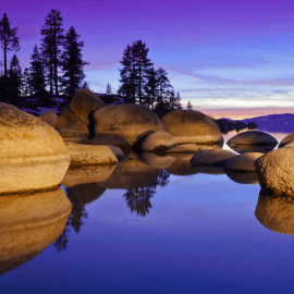 Granite boulders by Lake Tahoe in Nevada State Park, Sandy Harbor
